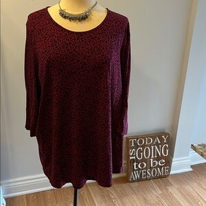 😍SHOW SPECIAL PENNINGTONS Girlfriend long Sleeve Fuchsia Floral Print T-Shirt 2X